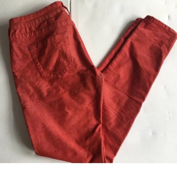 True Religion Corduroy skinny pants red SZ 28 - Picture 2 of 12